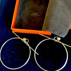 HERMES Sterling Silver MM Loop Earrings, Medium